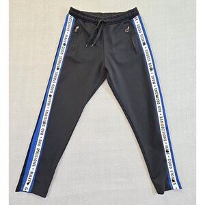 Zara Man Joggers Leg Opening Side Stripe Men's Large Black Drawstring Two Pocket